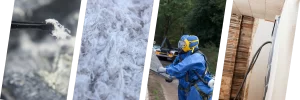 Photos of the process of removing asbestos or in a South Carolina home.